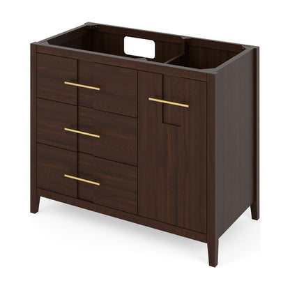 Katara 42" Left Offset Bowl Freestanding Bathroom Vanity, Dark Walnut