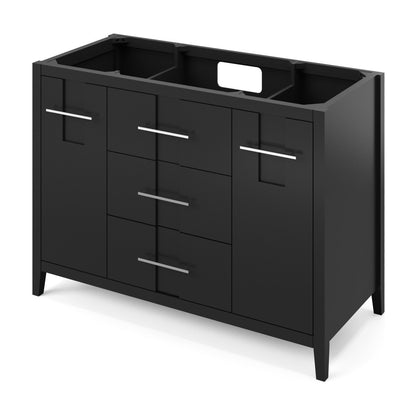 Katara 48" Single Bowl Freestanding Bathroom Vanity, Black