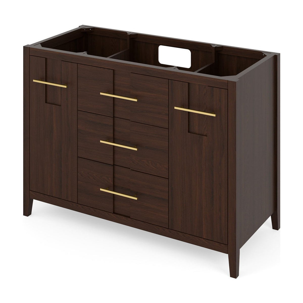 Katara 48" Single Bowl Freestanding Bathroom Vanity, Dark Walnut
