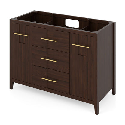 Katara 48" Single Bowl Freestanding Bathroom Vanity, Dark Walnut