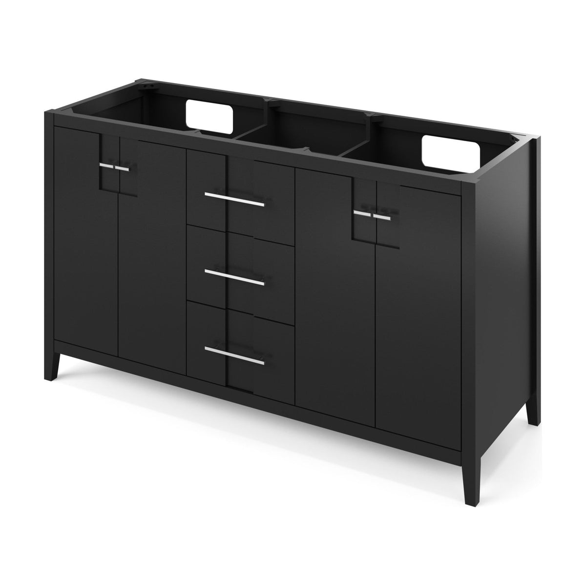 Katara 60" Double Bowl Freestanding Bathroom Vanity, Black