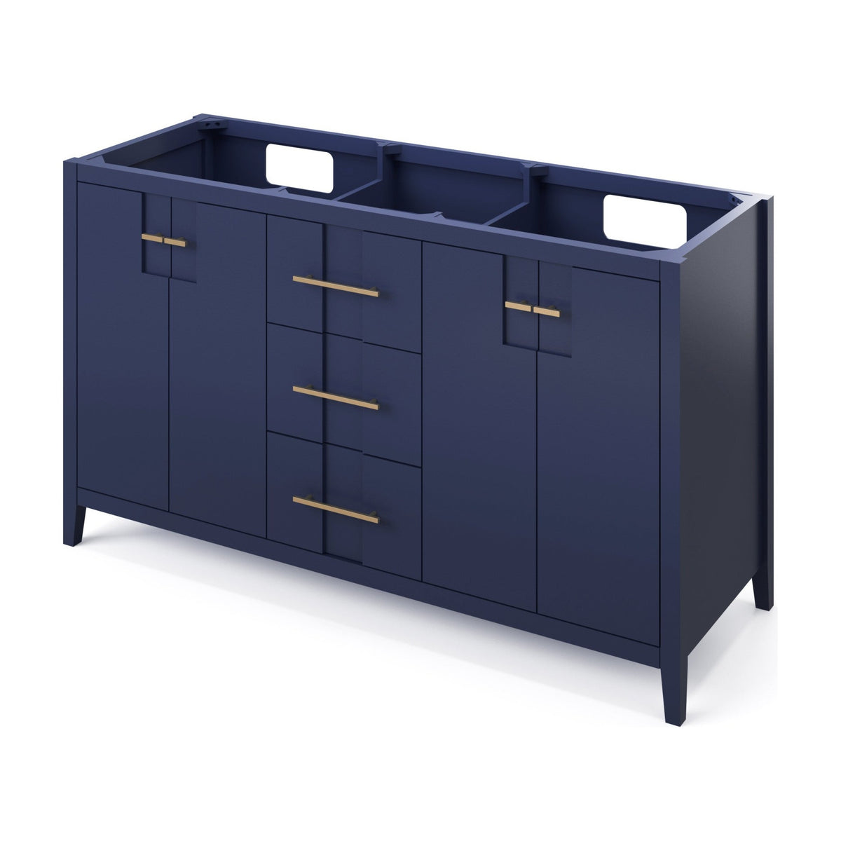 Katara 60" Double Bowl Freestanding Bathroom Vanity, Hale Blue