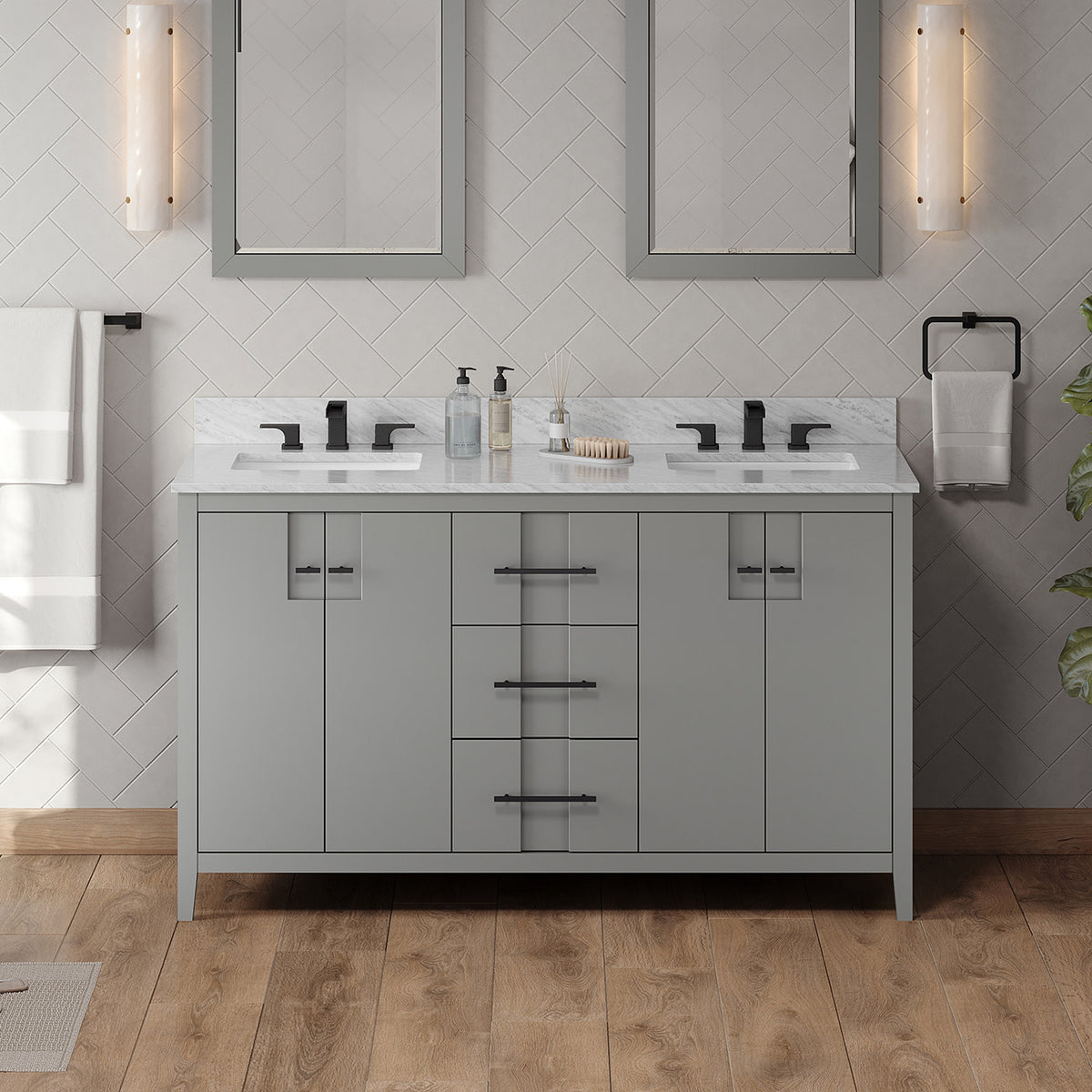 Katara 60" Double Bowl Freestanding Bathroom Vanity, alternate view
