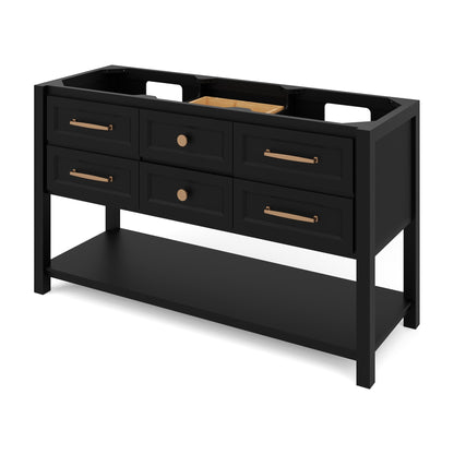 Kipling 60" Double Bowl Freestanding Bathroom Vanity, Black