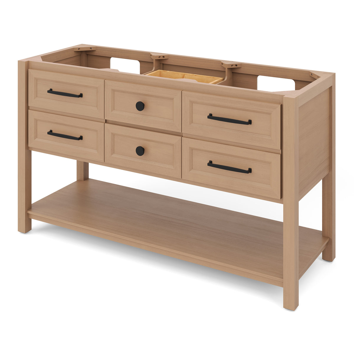 Kipling 60" Double Bowl Freestanding Bathroom Vanity, Natural Oak