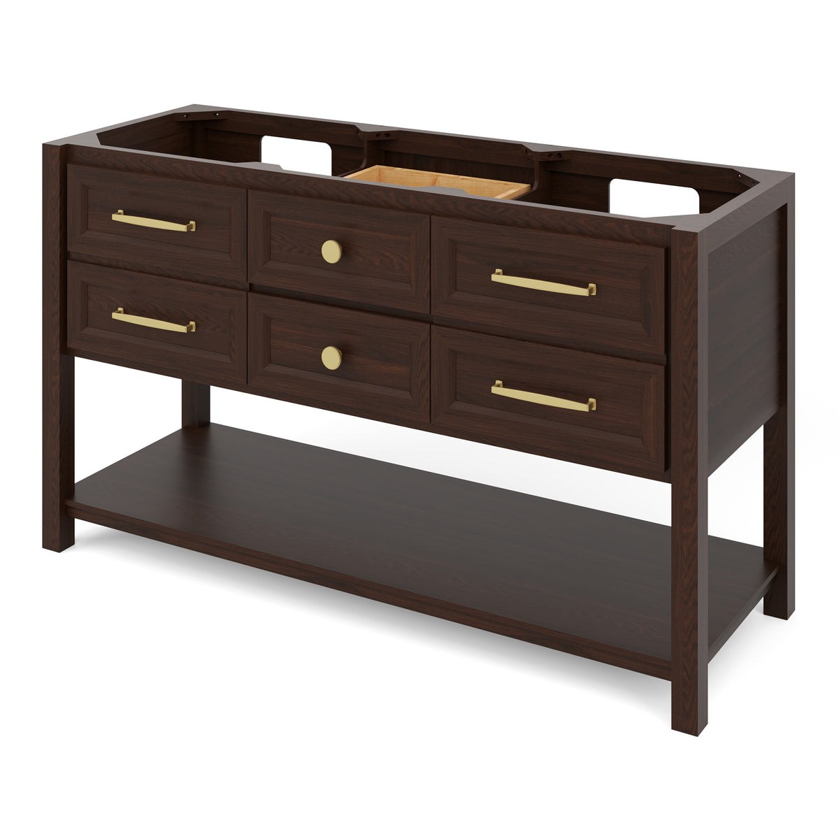 Kipling 60" Double Bowl Freestanding Bathroom Vanity, Dark Walnut