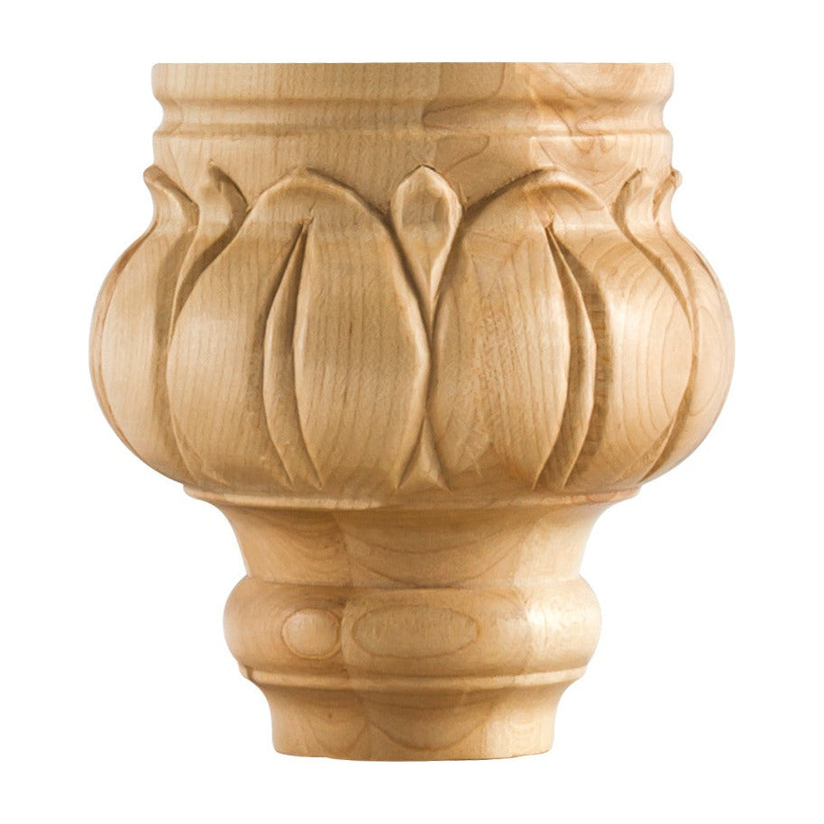 Leaf Traditional Wood Bun Foot, 4-1/4" x 4-1/2"