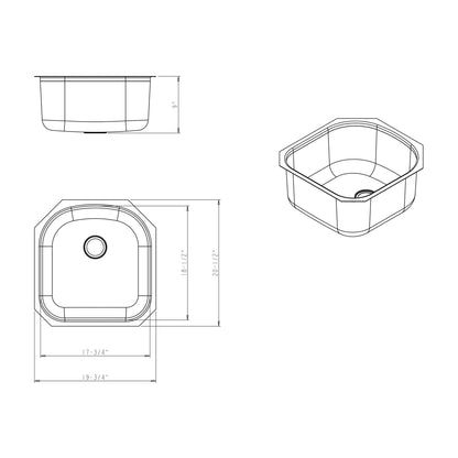 Leopold 19 3/4" Stainless Steel Undermount Kitchen Sink, Stainless Steel, alternate view