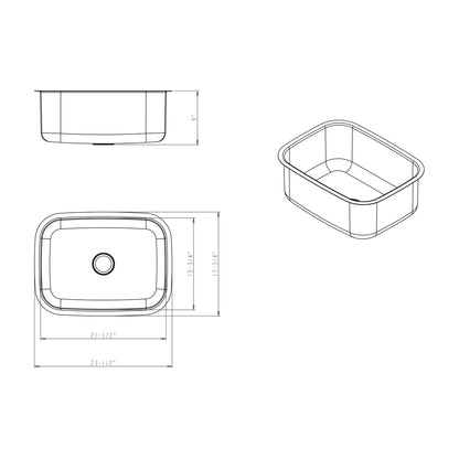 Leopold 23 1/2" Stainless Steel Undermount Kitchen Sink, Stainless Steel, alternate view