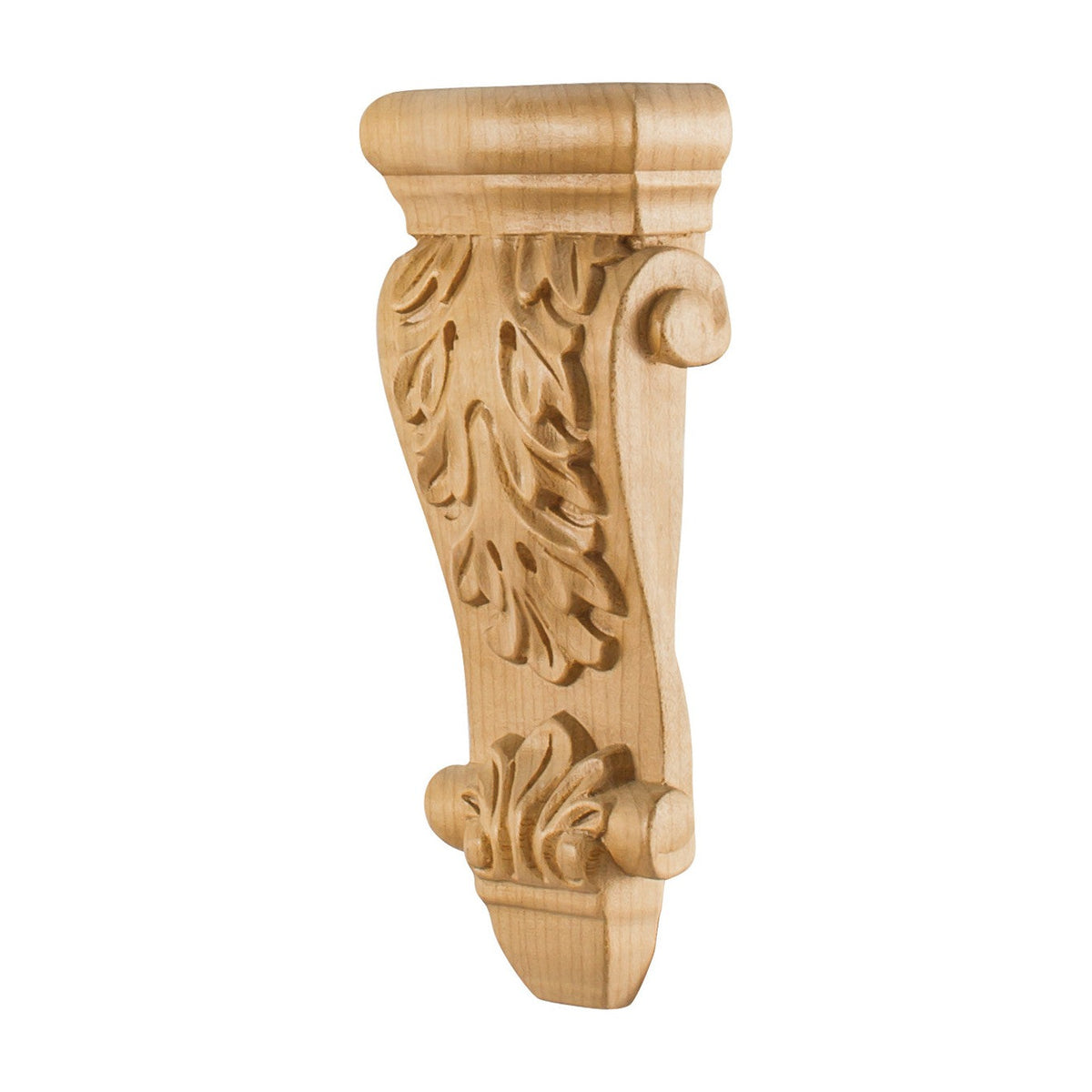 Low Profile Acanthus Wood Corbel, 3-5/8" x 1-1/2" x 8"