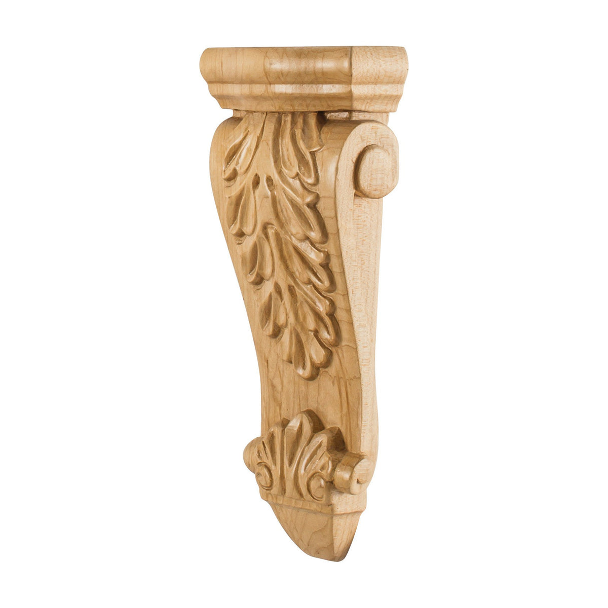 Low Profile Acanthus Wood Corbel, 4-1/2" x 1-7/8" x 10"