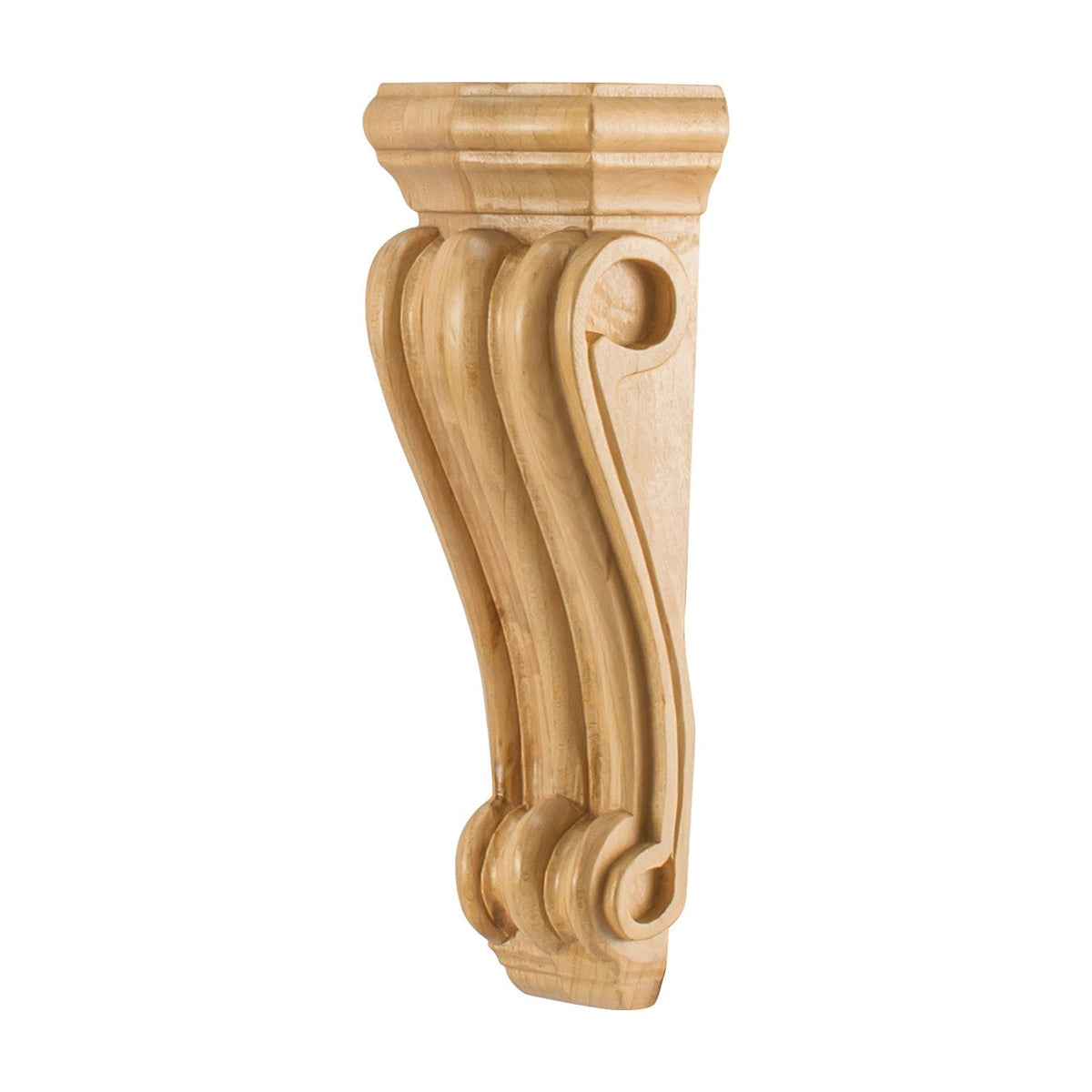 Low Profile Scrolled Wood Corbel, 3-1/16" x 2" x 8"