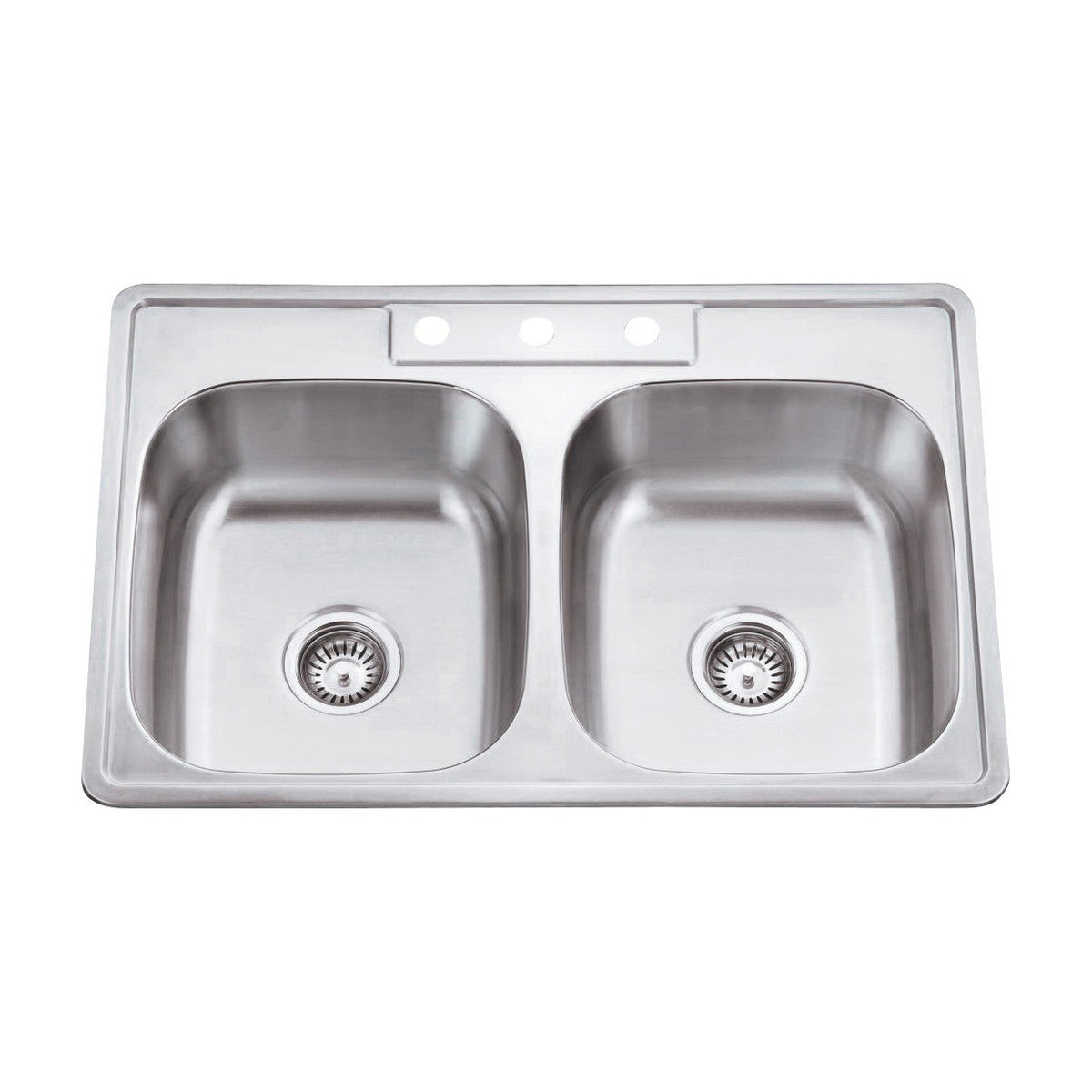 Lysander 33" Stainless Steel Top Mount Double Basin Kitchen Sink, Stainless Steel