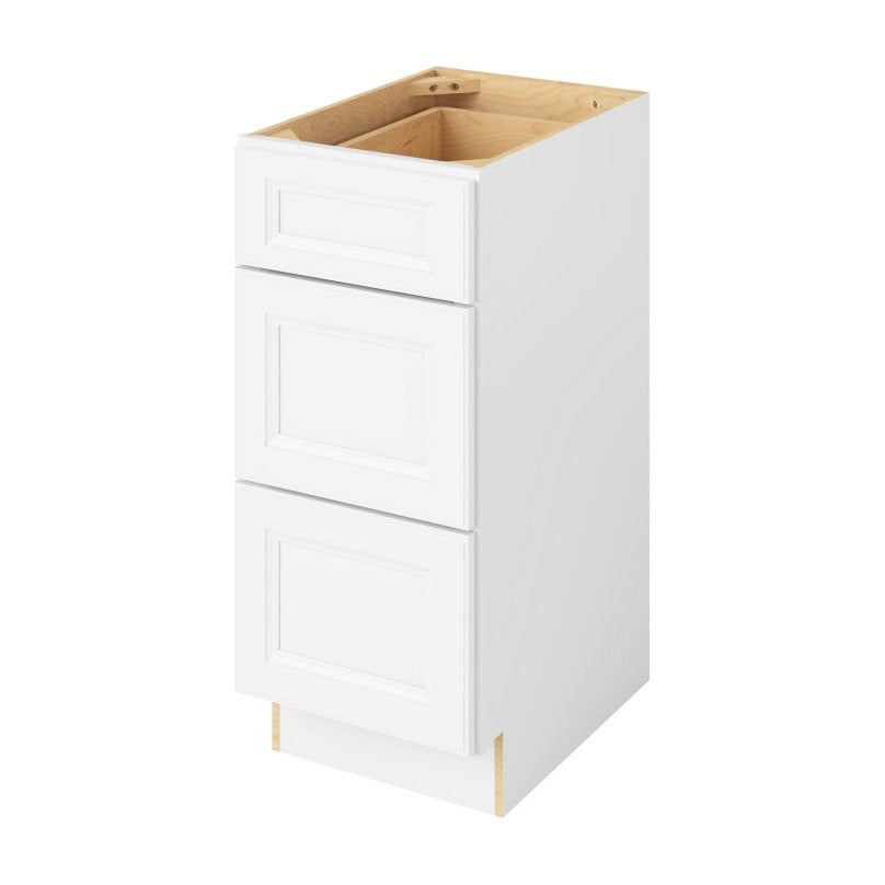 Maui 15" Three Drawer Base Freestanding Bathroom Vanity Side Cabinet, Polar White