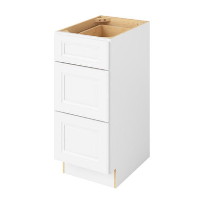 Maui 15" Three Drawer Base Freestanding Bathroom Vanity Side Cabinet, Polar White