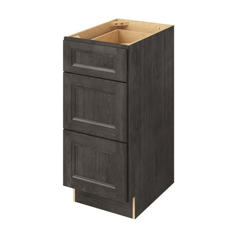 Maui 15" Three Drawer Base Freestanding Bathroom Vanity Side Cabinet, Slate