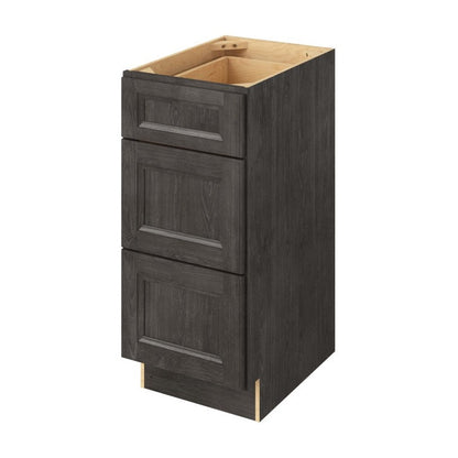Maui 15" Three Drawer Base Freestanding Bathroom Vanity Side Cabinet, Slate