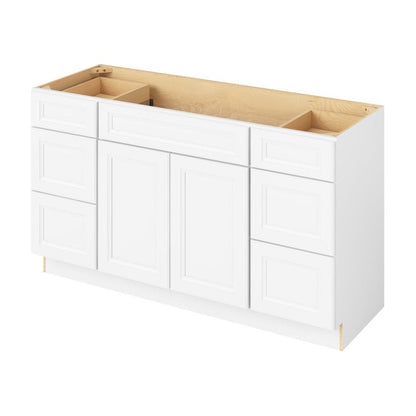 Maui 60" Single Sink Freestanding Bathroom Vanity with Six Drawers, Polar White