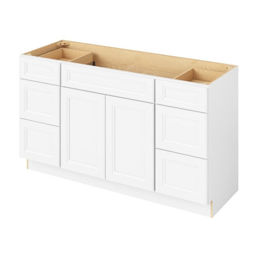 Maui 60" Single Sink Freestanding Bathroom Vanity with Six Drawers, Polar White