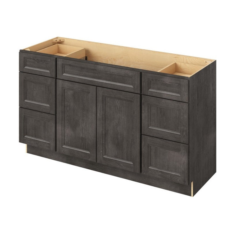Maui 60" Single Sink Freestanding Bathroom Vanity with Six Drawers, Slate