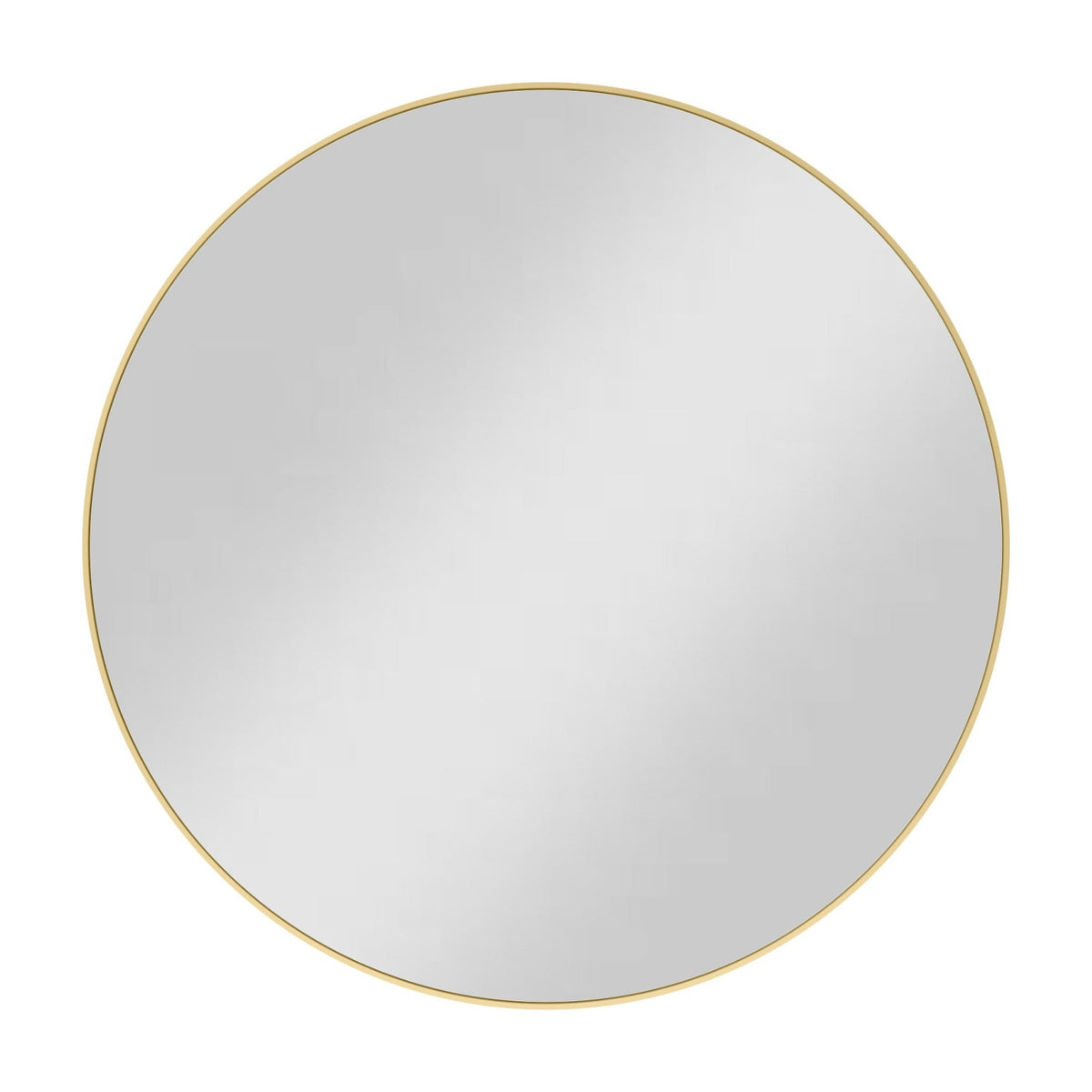 Metal Frame Round Mirror, 30" Diameter, Brushed Gold