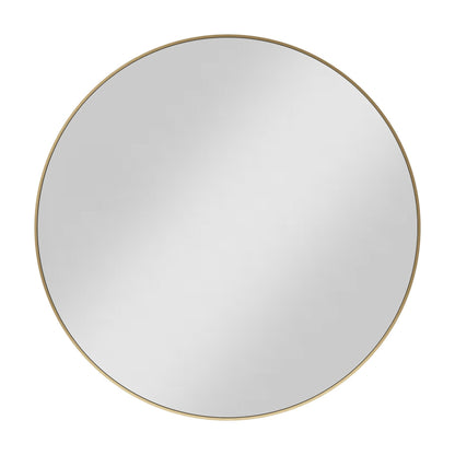 Metal Frame Round Mirror, 30" Diameter, Satin Bronze