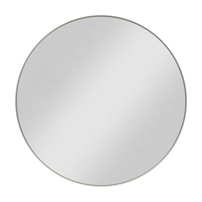 Metal Frame Round Mirror, 30" Diameter, Satin Nickel