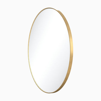 Metal Frame Round Mirror, Brushed Gold, alternate view