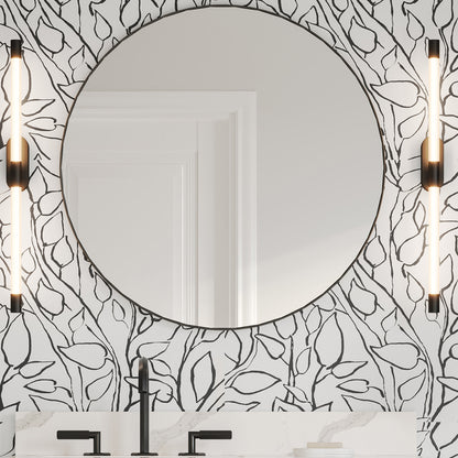 Metal Frame Round Mirror, Brushed Gold, room view
