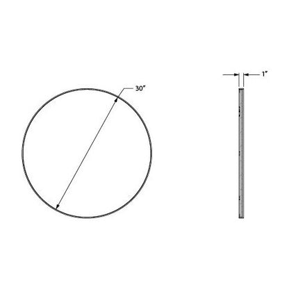 Metal Frame Round Mirror, Brushed Gold, dimension drawing