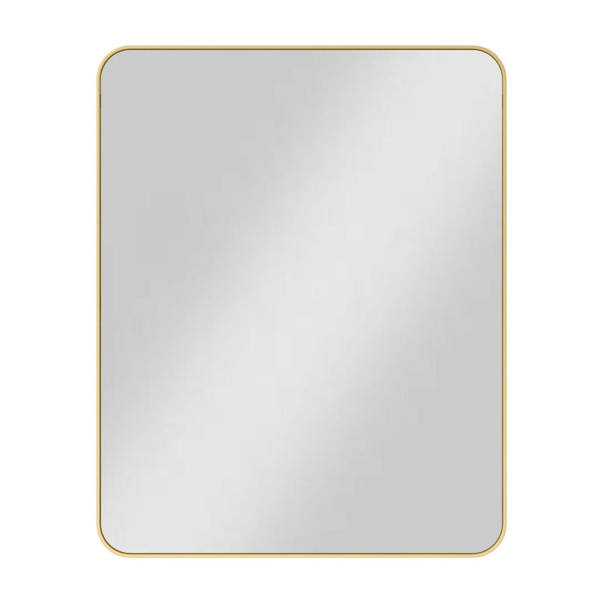 Metal Frame Rounded Rectangle Mirror, 24" W x 30" H, Brushed Gold