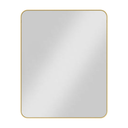 Metal Frame Rounded Rectangle Mirror, 24" W x 30" H, Brushed Gold