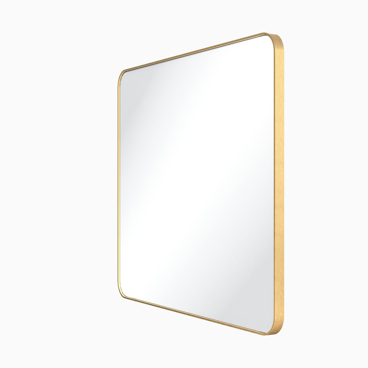 Metal Frame Rounded Rectangle Mirror, Brushed Gold, alternate view