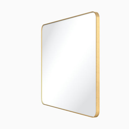 Metal Frame Rounded Rectangle Mirror, Brushed Gold, alternate view