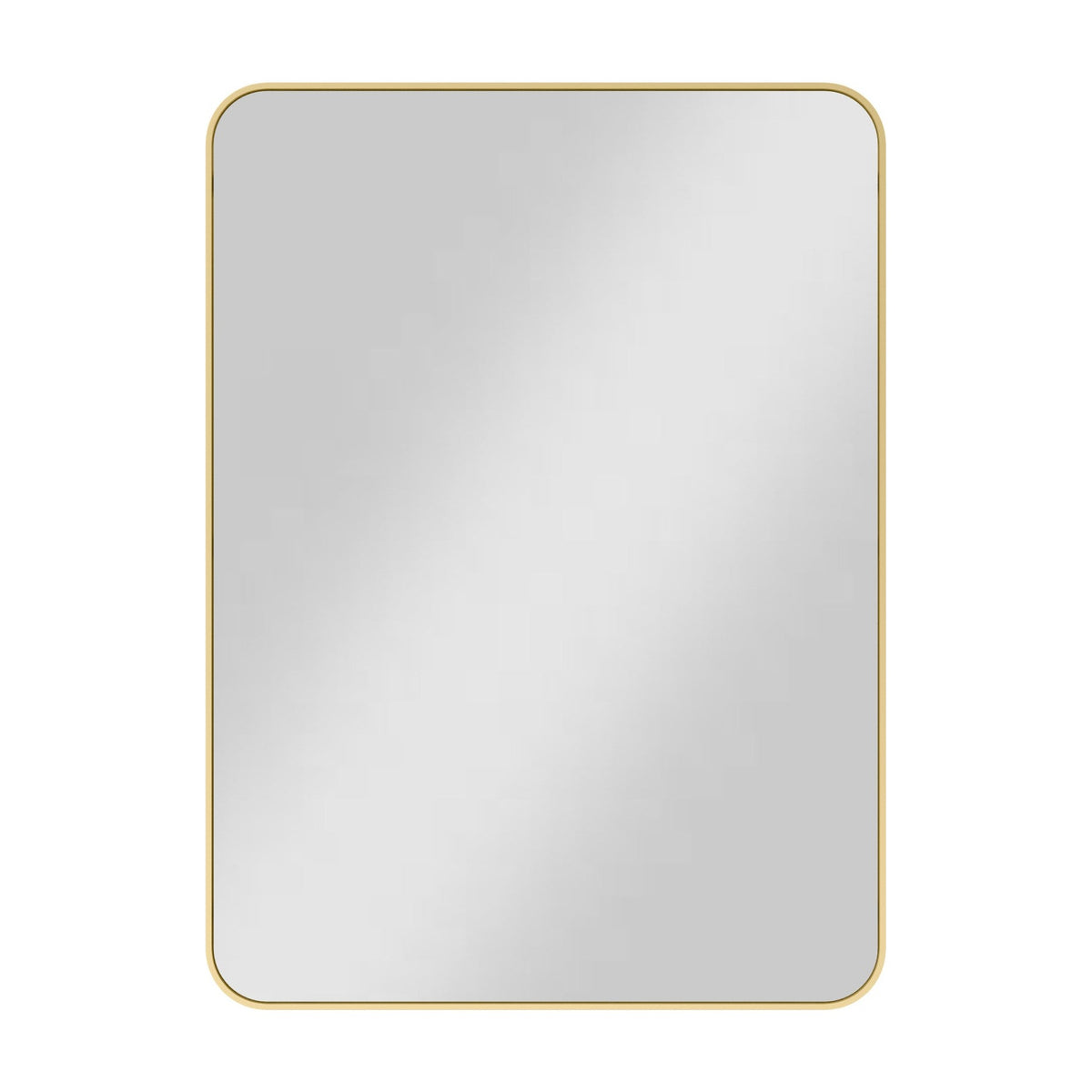 Metal Frame Rounded Rectangle Mirror, 22" W x 30" H, Brushed Gold