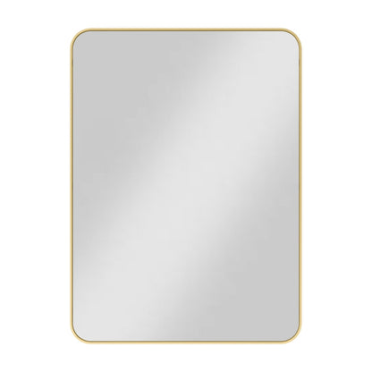 Metal Frame Rounded Rectangle Mirror, 22" W x 30" H, Brushed Gold