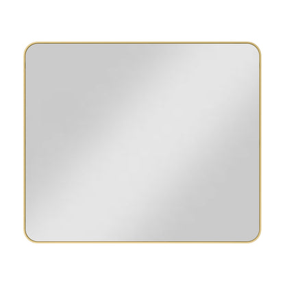 Metal Frame Rounded Rectangle Mirror, 33" W x 28" H, Brushed Gold
