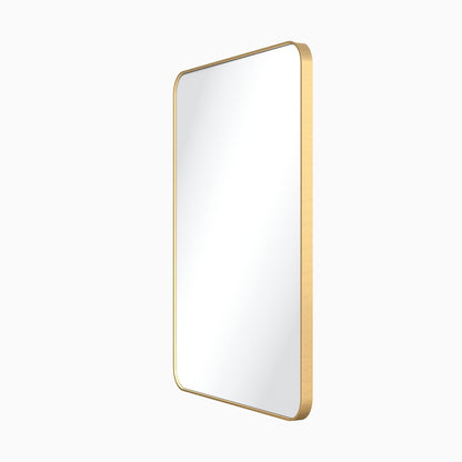 Metal Frame Rounded Rectangle Mirror, Brushed Gold, alternate view