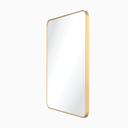 Metal Frame Rounded Rectangle Mirror, Brushed Gold, alternate view