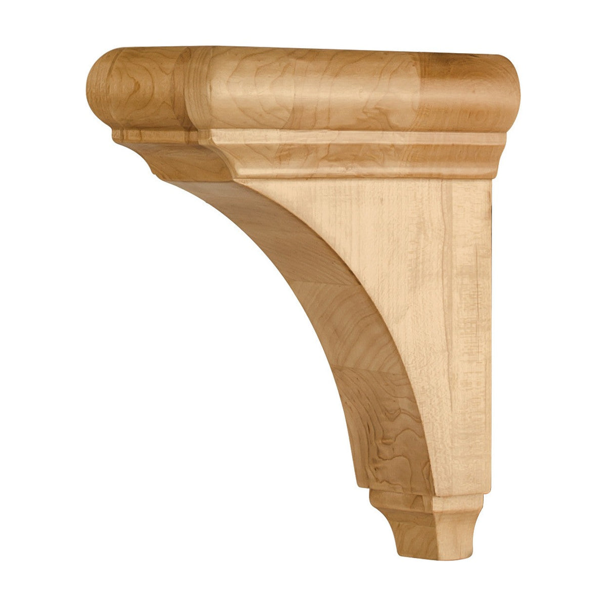 Minimalist Wood Corbel with Bullnose Cap and Cove, 3" x 6-1/2" x 8"
