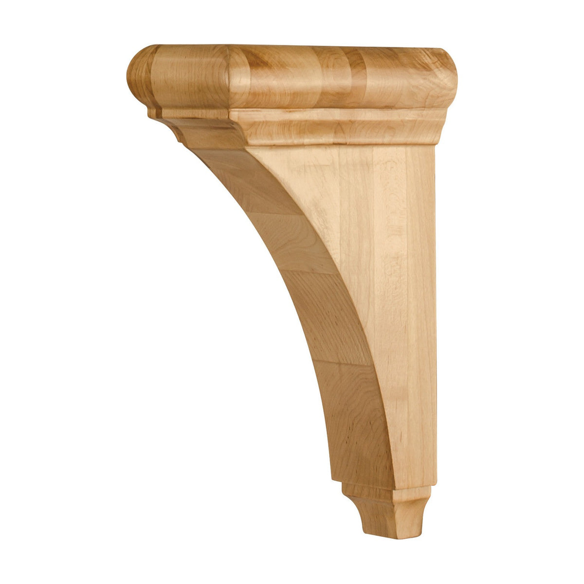 Minimalist Wood Corbel with Bullnose Cap and Cove, 3" x 6-1/2" x 10"