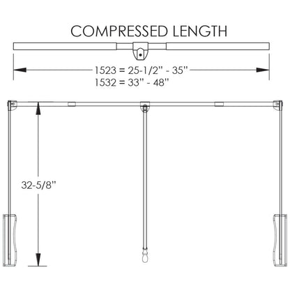 Nellie Soft-close Expandable Wardrobe Lift for 25-1/2" - 35" Openings