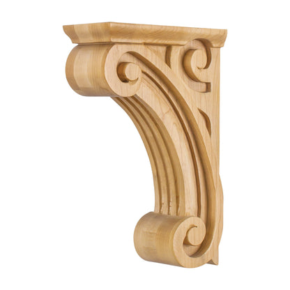 Open Space Fluted Wood Corbel, 3" x 6-1/2" x 10"