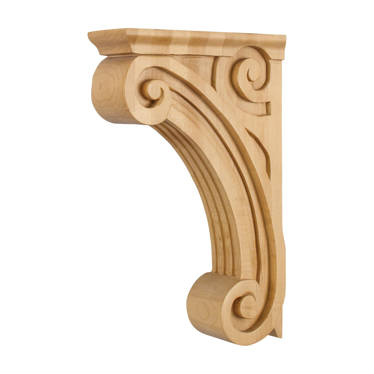 Open Space Fluted Wood Corbel, 3" x 9" x 14"