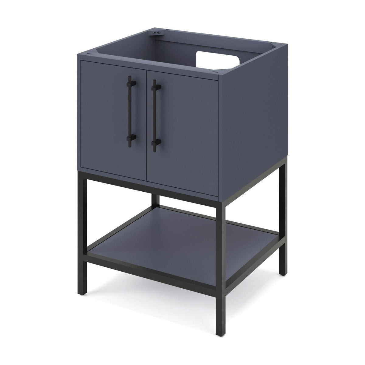 Pascal 24" Single Bowl Freestanding Bathroom Vanity, Blue Steel