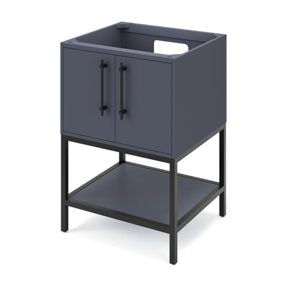 Pascal 24" Single Bowl Freestanding Bathroom Vanity, Blue Steel