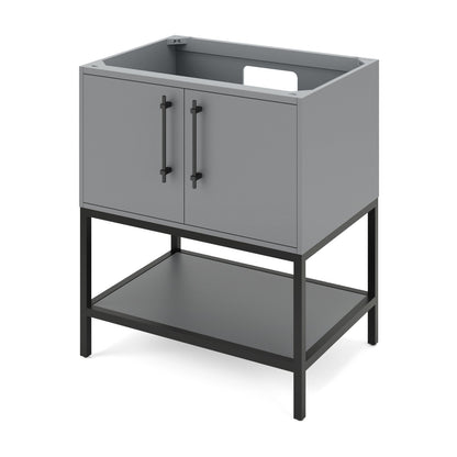 Pascal 30" Single Bowl Freestanding Bathroom Vanity, Grey