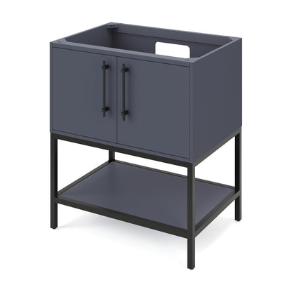 Pascal 30" Single Bowl Freestanding Bathroom Vanity, Blue Steel