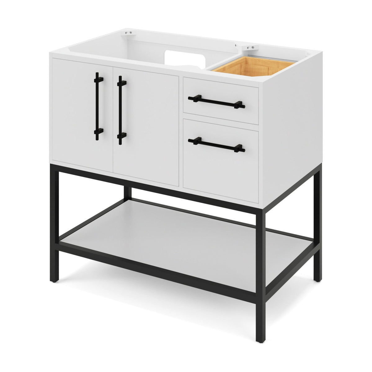 Pascal 36" Left Offset Bowl Freestanding Bathroom Vanity, White