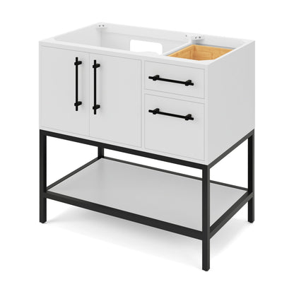 Pascal 36" Left Offset Bowl Freestanding Bathroom Vanity, White